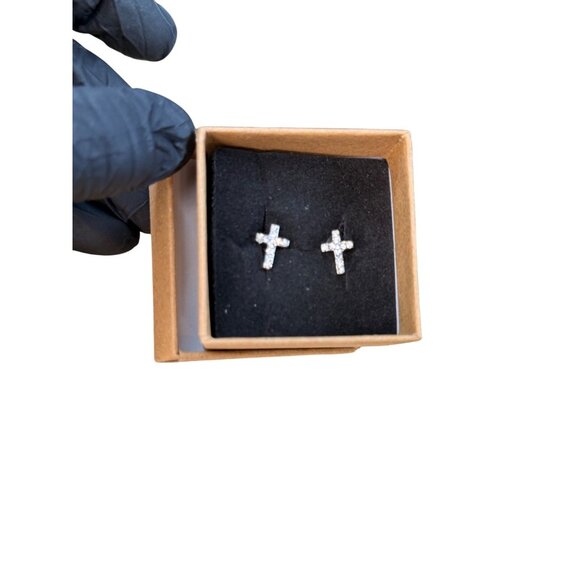 Dainty Crystal Cross Earrings In Gift Box For Women Or Teens - Picture 3 of 8